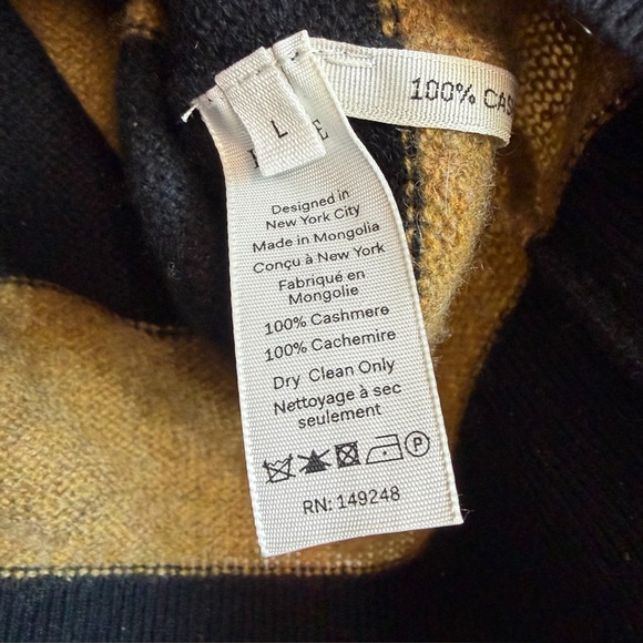 Khaite Sweater Women Sz L Black Gold Stripe 100% Cashmere Crewneck Pullover READ - Picture 12 of 16